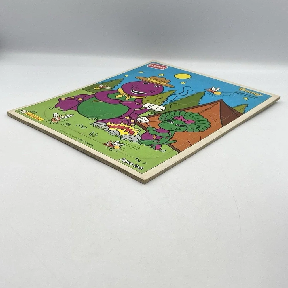 Vintage 1993 Playskool Barney Campfire Friends 6 Pc Puzzle Baby Bop USA Lyons